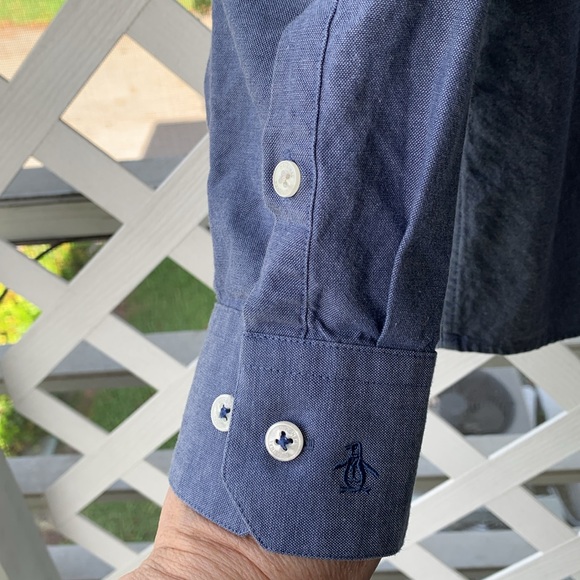 Penguin ‘Heritage Slim Fit’ Chambray Long Sleeve Button Down - Picture 3 of 8